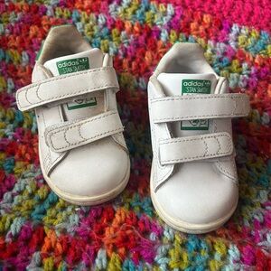 Adidas Kids White Sneakers with Green Accents